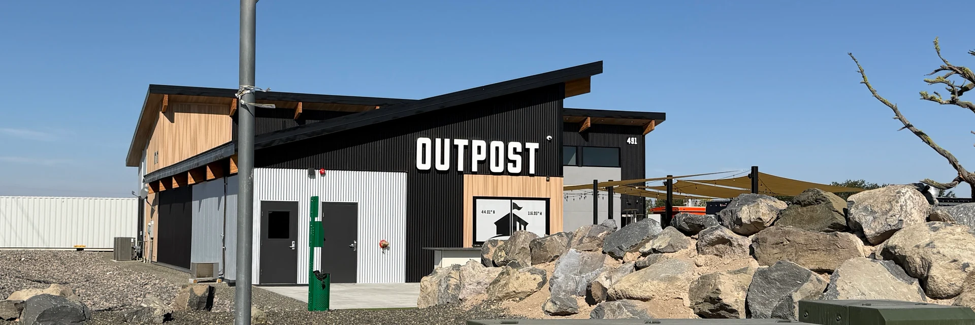 Commercial new construction exterior lighting at outpost building in Ontario, OR by Campbell Electric